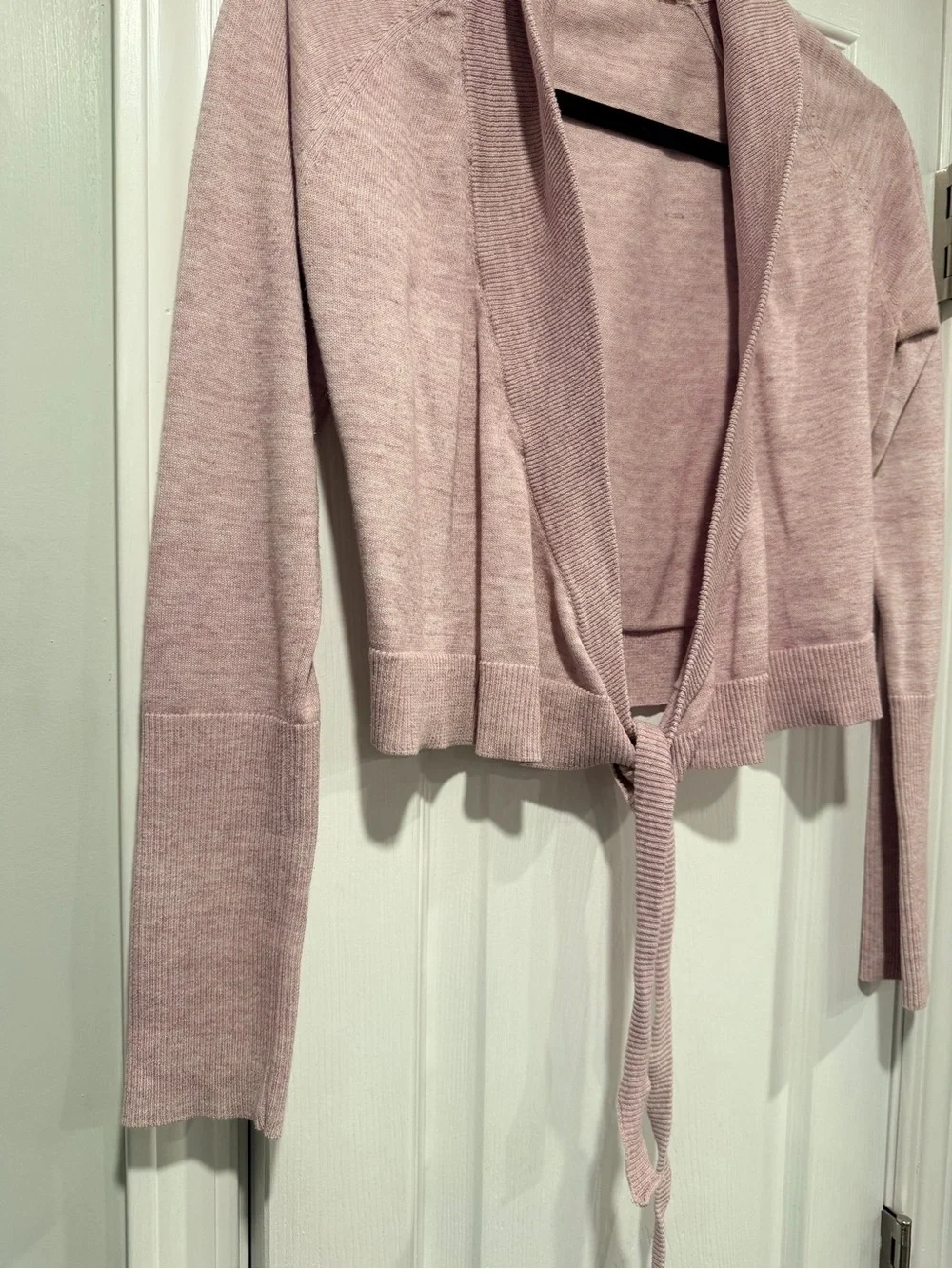 Athleta Size XS Lavender Tie Front Cardigan Sweater Lightweight Cropped Open